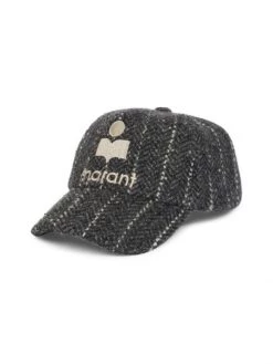 Isabel Marant Tyron Pintsriped Herringbone Logo Cap For Men Midnight