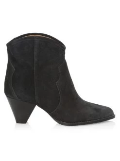 Isabel Marant Darizo Western Suede Ankle Boots Faded Black