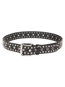 Isabel Marant Rica Imitation Pearl & Studded Leather Belt Black
