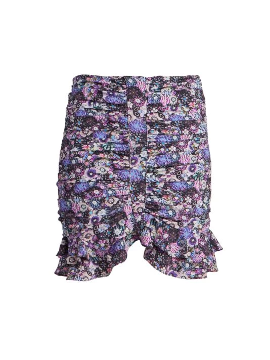 Isabel Marant Milendi Ruched Silk-Blend Miniskirt Ultra Violet 3 Isabel Marant Milendi Ruched Silk-Blend Miniskirt Ultra Violet