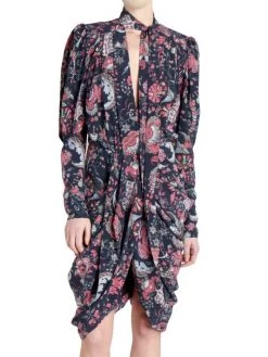 Isabel Marant Batoa Tie-Neck Floral Dress -Outlet Isabel Marant Store unnamed file 1275