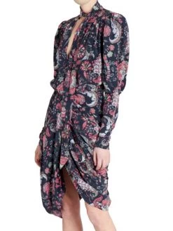 Isabel Marant Batoa Tie-Neck Floral Dress -Outlet Isabel Marant Store unnamed file 1276