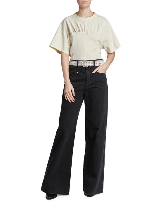 Isabel Marant Zazie Gathered Cotton T-Shirt Light Grey 4 Isabel Marant Zazie Gathered Cotton T-Shirt Light Grey - Image 2