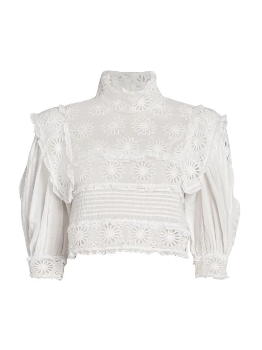 Isabel Marant Dayden Cropped Eyelet Blouse 3 Isabel Marant Dayden Cropped Eyelet Blouse