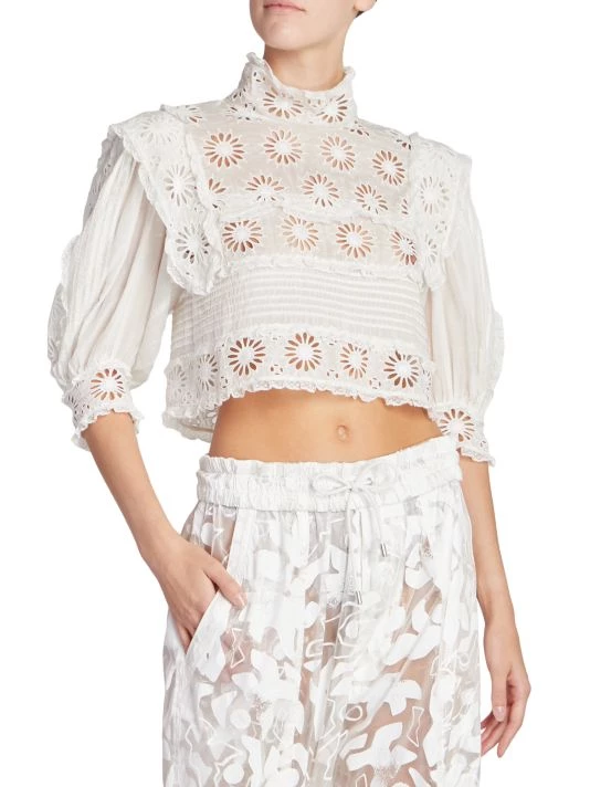 Isabel Marant Dayden Cropped Eyelet Blouse 5 Isabel Marant Dayden Cropped Eyelet Blouse - Image 3