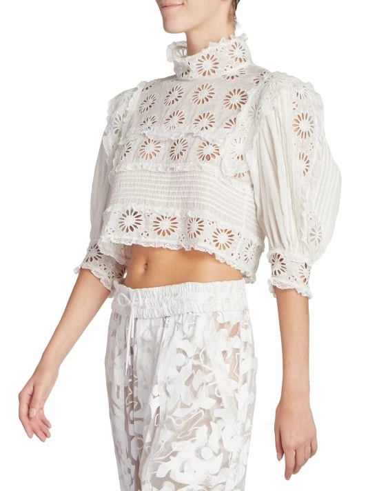 Isabel Marant Dayden Cropped Eyelet Blouse 6 Isabel Marant Dayden Cropped Eyelet Blouse - Image 4