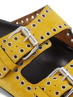 Isabel Marant Lennyo Grommet Suede Slides Yellow -Outlet Isabel Marant Store unnamed file 1552