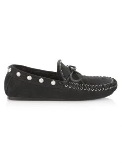Isabel Marant Faomee Shearling-Lined Studded Suede Moccasins