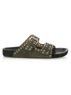 Isabel Marant Lenny Suede Buckle Slides