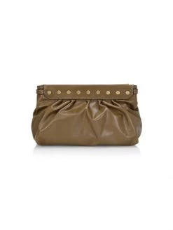 Isabel Marant Luzes Leather Studded Clutch Black