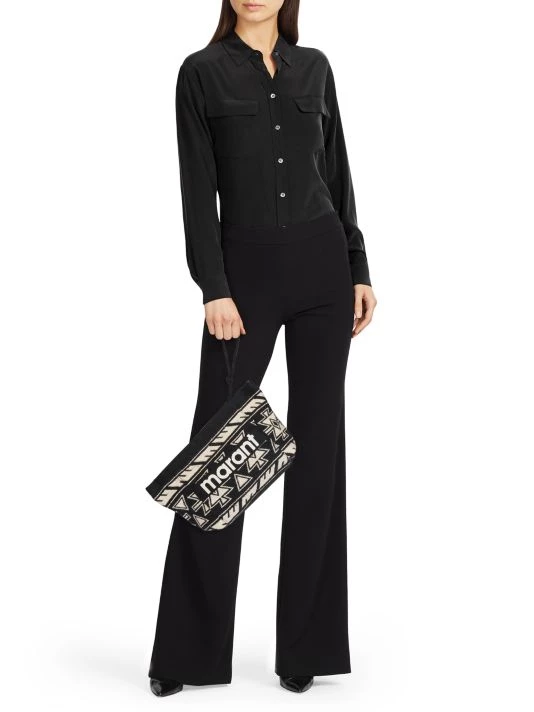 Isabel Marant Powden Geometric-Print Zip Pouch Black Ecru 4 Isabel Marant Powden Geometric-Print Zip Pouch Black Ecru - Image 2