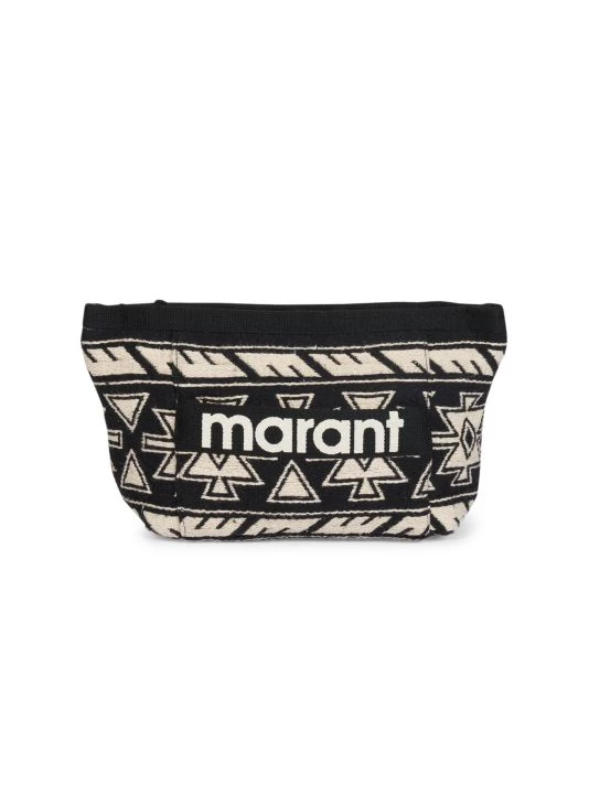 Isabel Marant Powden Geometric-Print Zip Pouch Black Ecru 7 Isabel Marant Powden Geometric-Print Zip Pouch Black Ecru - Image 5