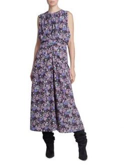 Isabel Marant Samantha Floral Stretch Silk Midi-Dress -Outlet Isabel Marant Store unnamed file 355
