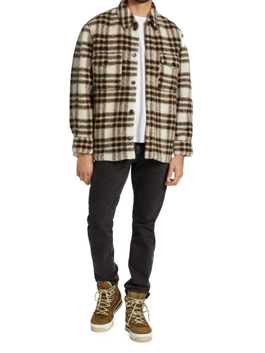 Isabel Marant Kervont Plaid Overshirt For Men Burgundy Ecru 4 Isabel Marant Kervont Plaid Overshirt For Men Burgundy Ecru - Image 2
