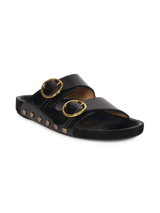 Isabel Marant Lenny Leather Buckle Slides 4 Isabel Marant Lenny Leather Buckle Slides - Image 2