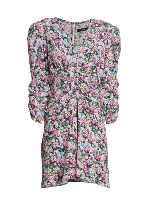 Isabel Marant Aliniza Floral Ruched Silk-Blend Minidress 3 Isabel Marant Aliniza Floral Ruched Silk-Blend Minidress