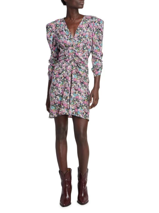 Isabel Marant Aliniza Floral Ruched Silk-Blend Minidress 4 Isabel Marant Aliniza Floral Ruched Silk-Blend Minidress - Image 2