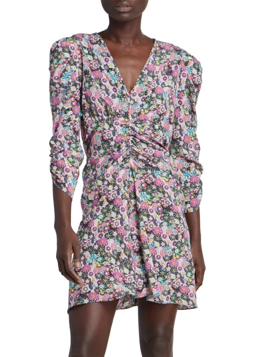 Isabel Marant Aliniza Floral Ruched Silk-Blend Minidress 5 Isabel Marant Aliniza Floral Ruched Silk-Blend Minidress - Image 3