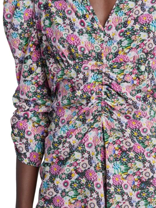 Isabel Marant Aliniza Floral Ruched Silk-Blend Minidress 8 Isabel Marant Aliniza Floral Ruched Silk-Blend Minidress - Image 6