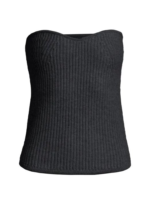 Isabel Marant Blaze Wool & Cashmere Strapless Top Anthracite 4 Isabel Marant Blaze Wool & Cashmere Strapless Top Anthracite - Image 2