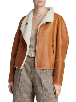 Isabel Marant Leather Shearling-Lined Jacket -Outlet Isabel Marant Store unnamed file 617
