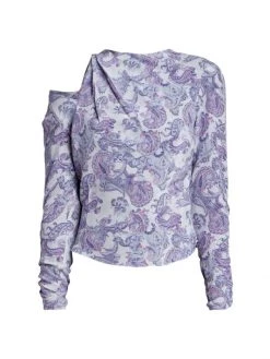 Isabel Marant Torence Paisley Silk Cut-Out Top
