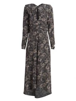 Isabel Marant Telima Paisley Silk Midi-Dress Black -Outlet Isabel Marant Store unnamed file 648