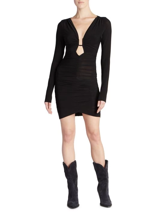 Isabel Marant Jordana Ruched Body-Con Minidress Black 4 Isabel Marant Jordana Ruched Body-Con Minidress Black - Image 2