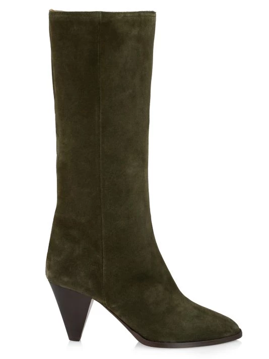 Isabel Marant Rouxy Suede Pointed-Toe Boots Khaki 4 Isabel Marant Rouxy Suede Pointed-Toe Boots Khaki - Image 2