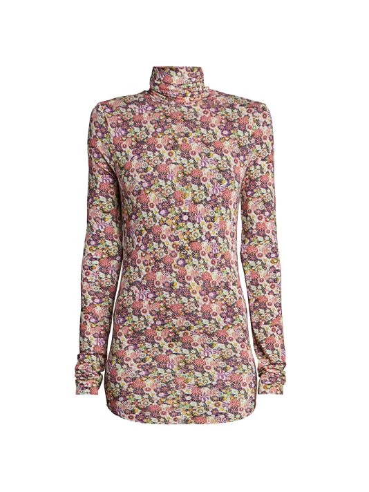 Isabel Marant Joyela Floral Turtleneck Top Pink 5 Isabel Marant Joyela Floral Turtleneck Top Pink - Image 3