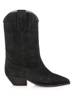 Isabel Marant Duerto Suede Western Boots Faded Black