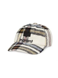 Isabel Marant Tyronh Check WoolBaseball Cap For Men Dark Green