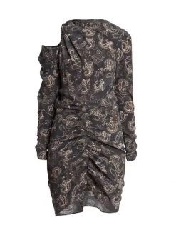 Isabel Marant Tosca Gathered Paisley Silk Minidress