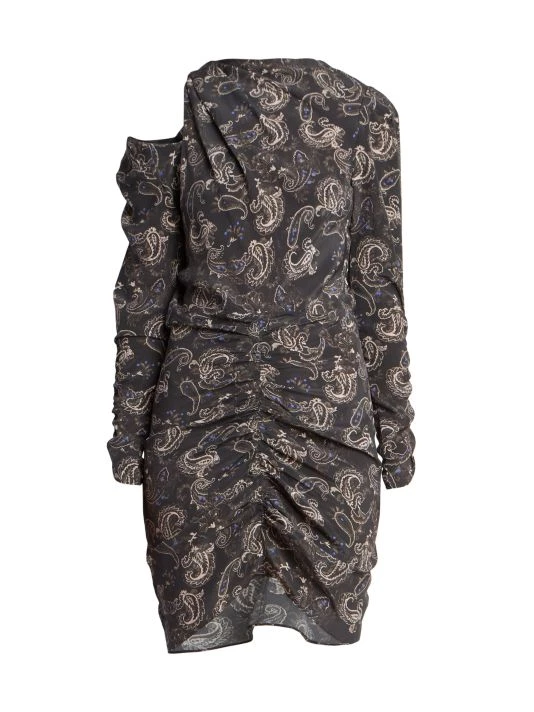 Isabel Marant Tosca Gathered Paisley Silk Minidress 3 Isabel Marant Tosca Gathered Paisley Silk Minidress
