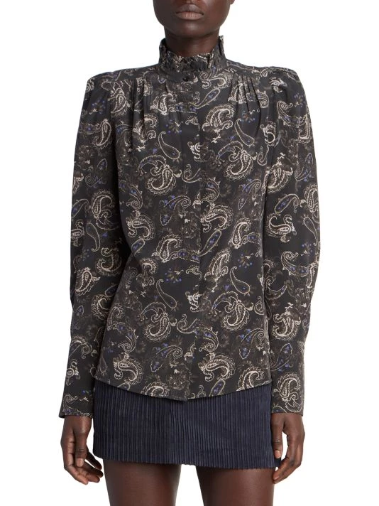 Isabel Marant Lamia Paisley Silk Button-Front Blouse 5 Isabel Marant Lamia Paisley Silk Button-Front Blouse - Image 3